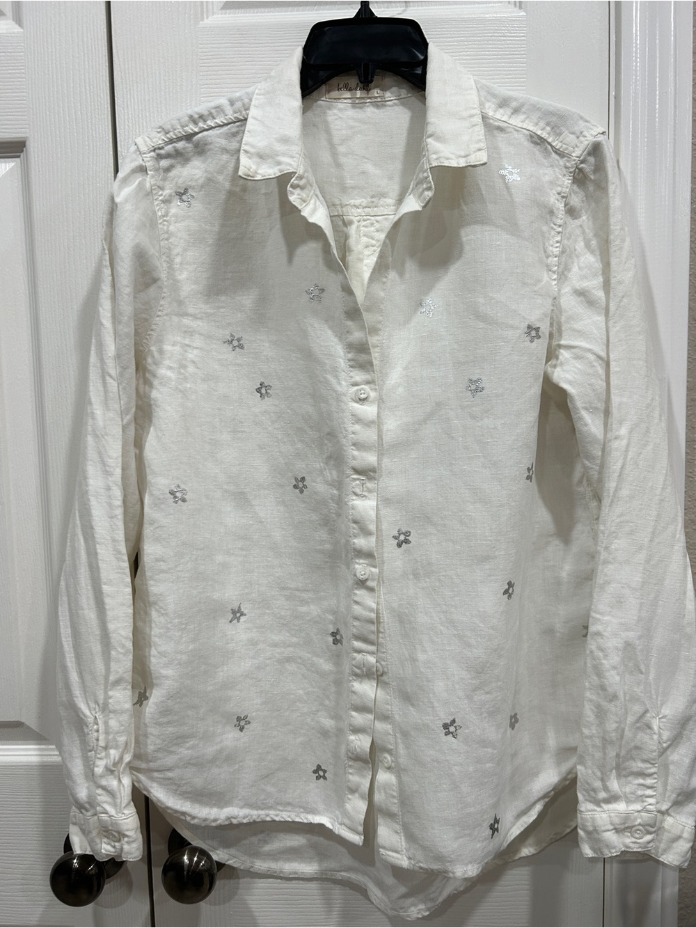 Bella Dahl Cream Button-Up Shirt with Silver Star Accents